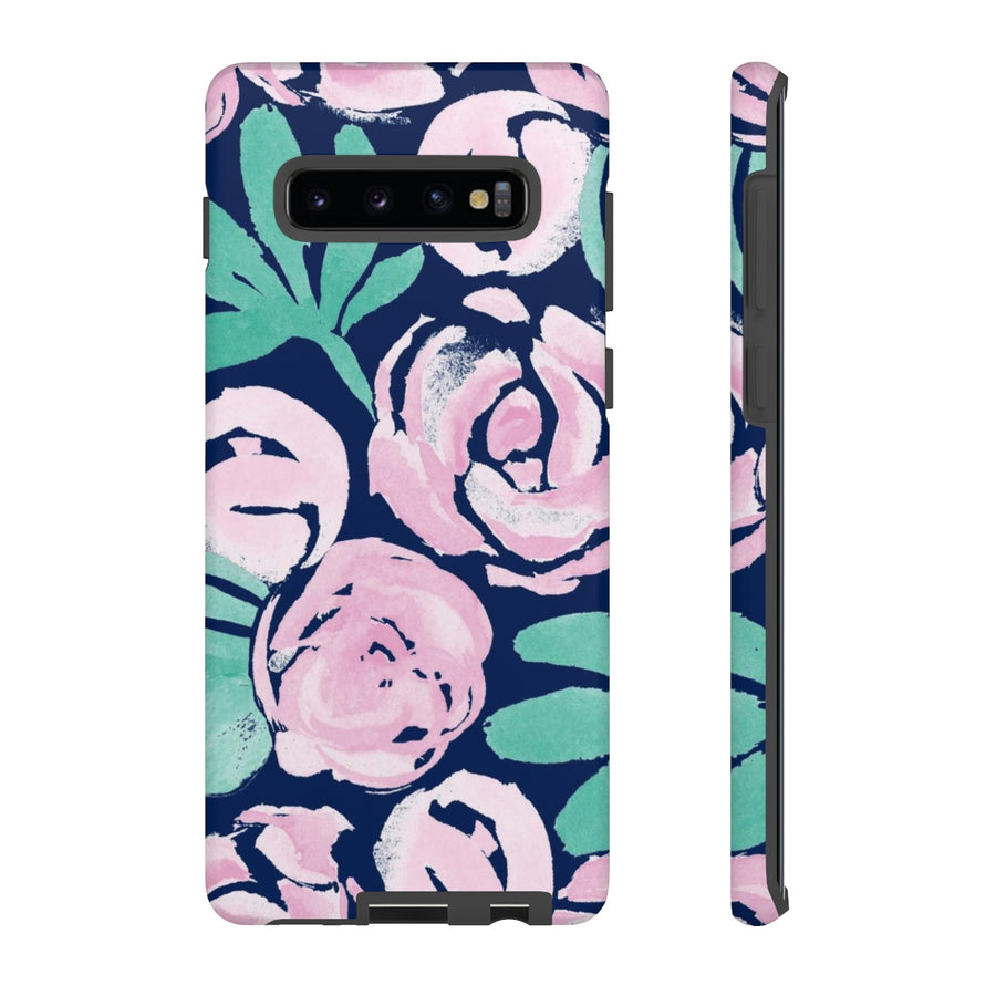 Peony Blooms on Navy TOUGH Case