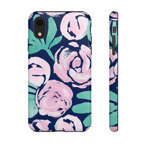 Peony Blooms on Navy TOUGH Case