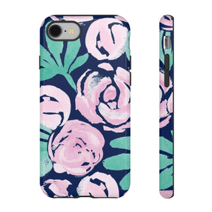 Peony Blooms on Navy TOUGH Case