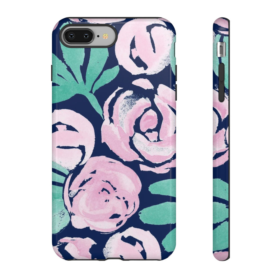 Peony Blooms on Navy TOUGH Case